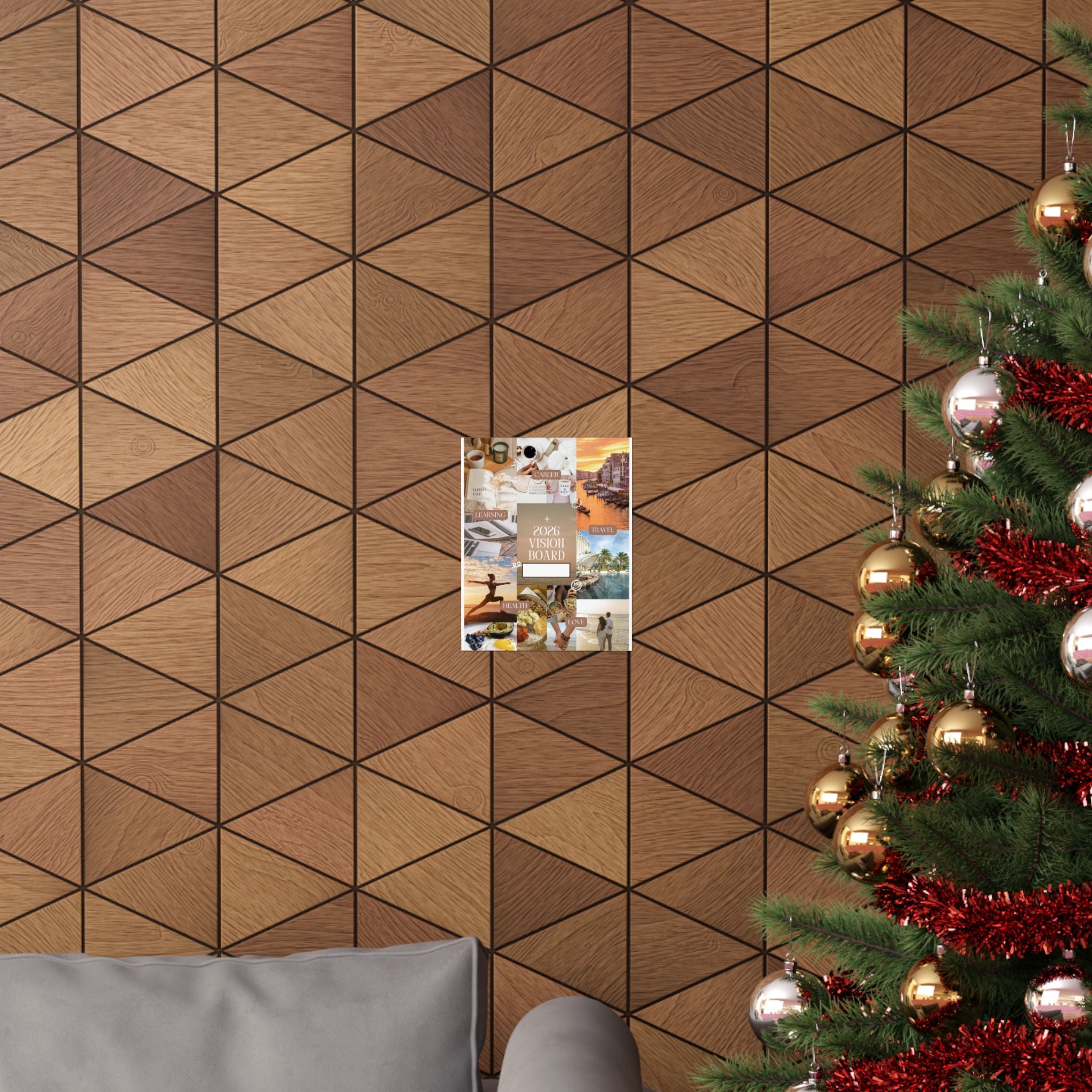 2026 Vision Board Poster — Matte Inspirational Collage for Travel, Health & Career Goals