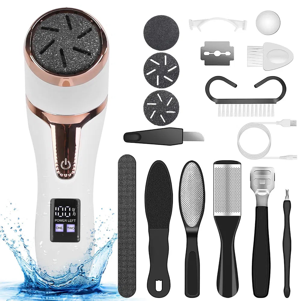 17Pcs Electric Foot Callus Remover With Vacuum Foot Grinder Rechargeable Foot File Dead Skin Pedicure Machine