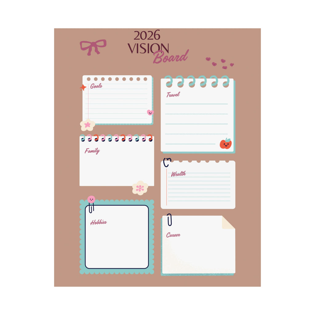 2026 Vision Board Matte Poster — Goal Planner Wall Print
