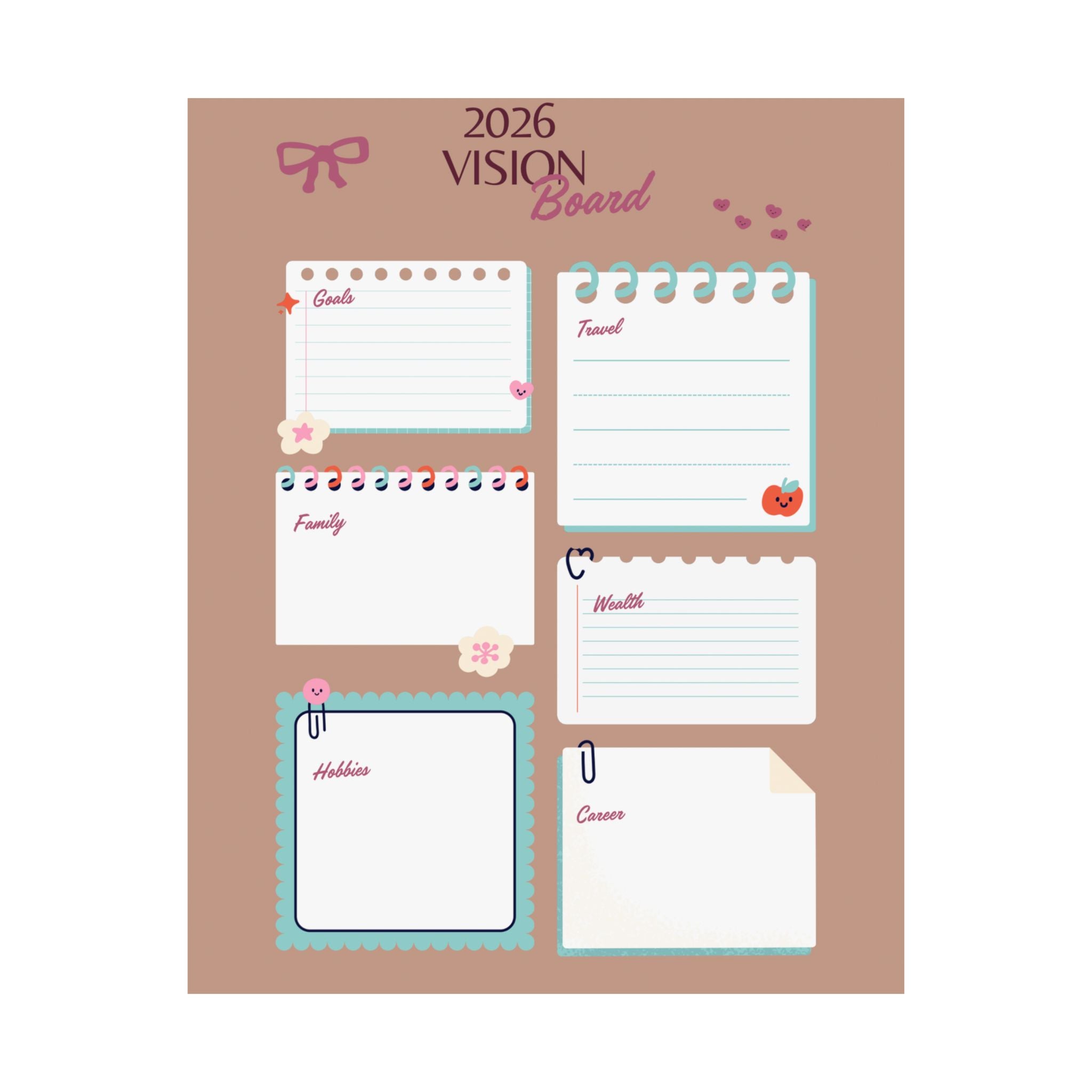 2026 Vision Board Matte Poster — Goal Planner Wall Print