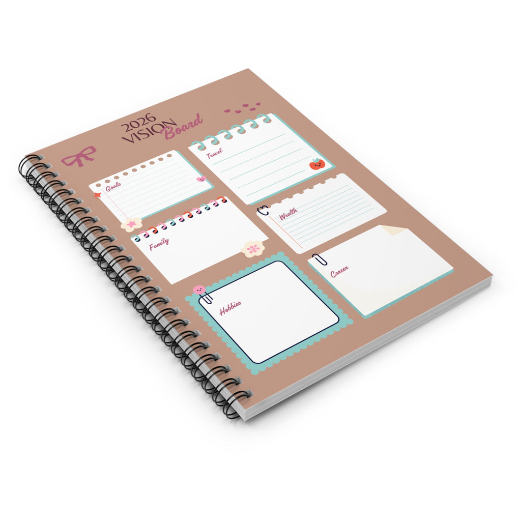 2026 Vision Board Spiral Notebook – Ruled Goal Planner & Monthly Notes