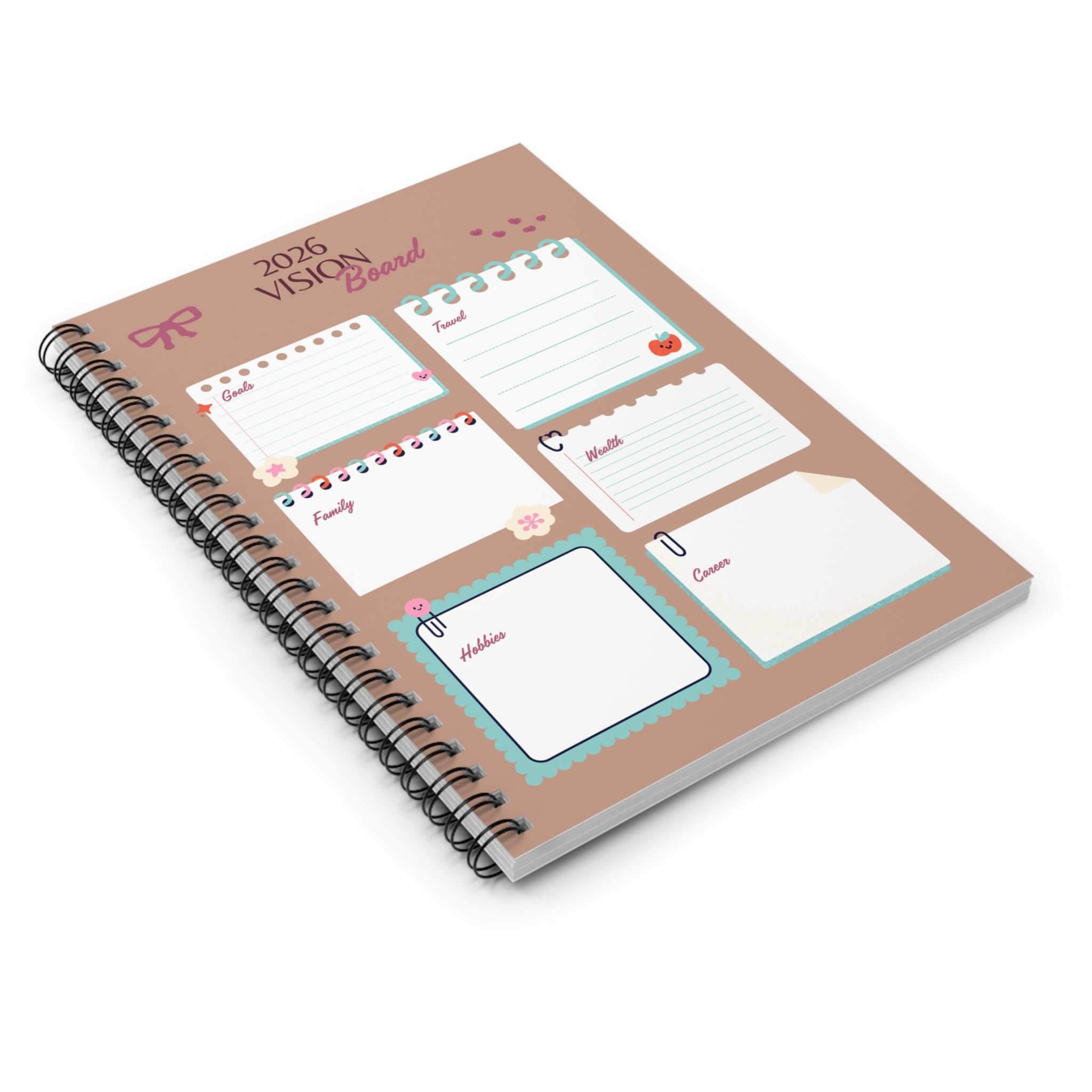 2026 Vision Board Spiral Notebook – Ruled Goal Planner & Monthly Notes