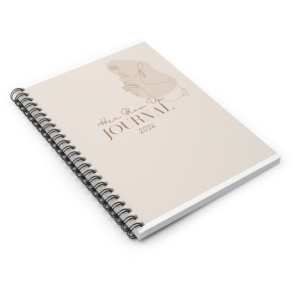 Her Glow Up Journal 2026 – Spiral Ruled Notebook for Women’s Reflection & Goal-Setting