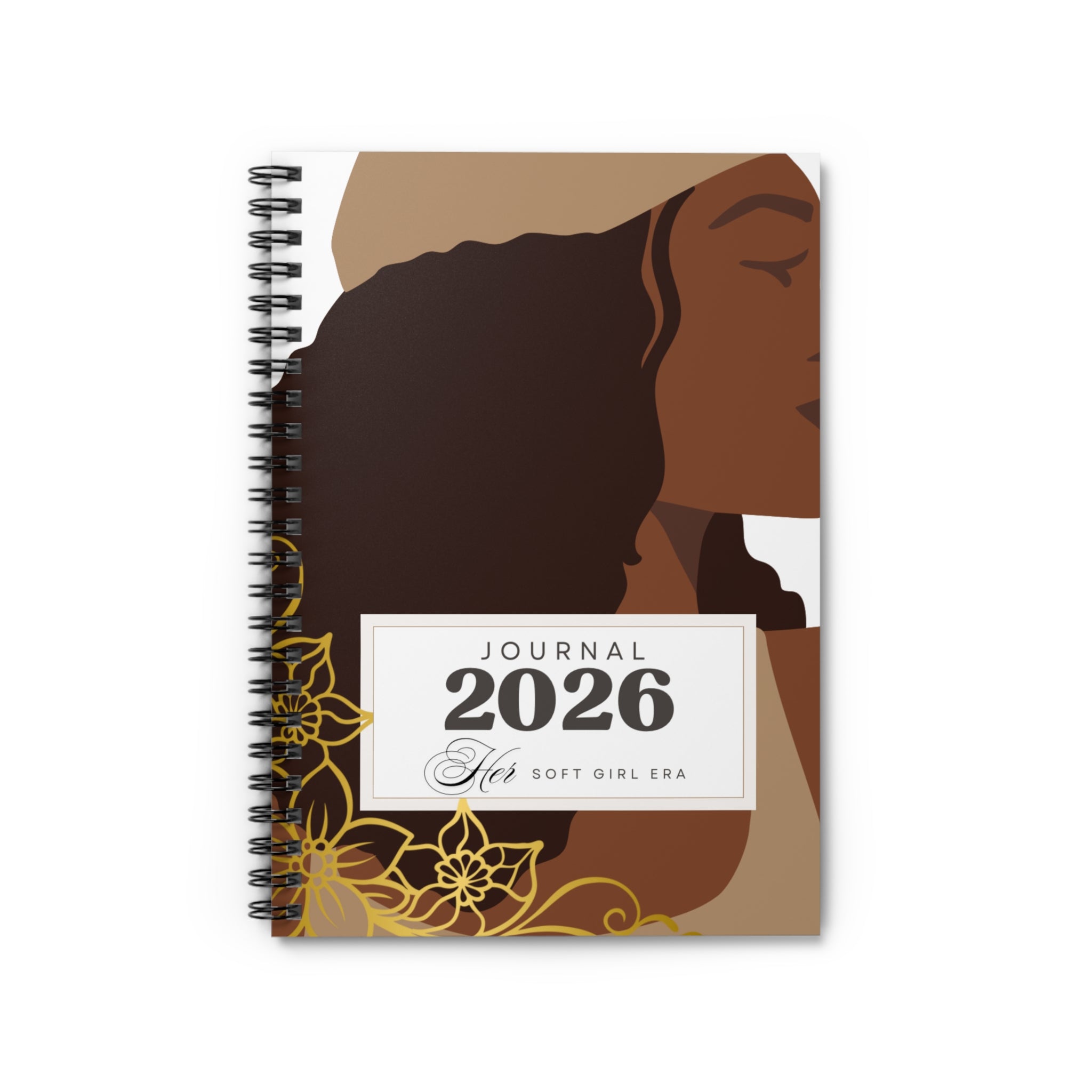2026 Soft Girl Era Spiral Journal — Ruled Notebook for Women, Floral Afrocentric Cover
