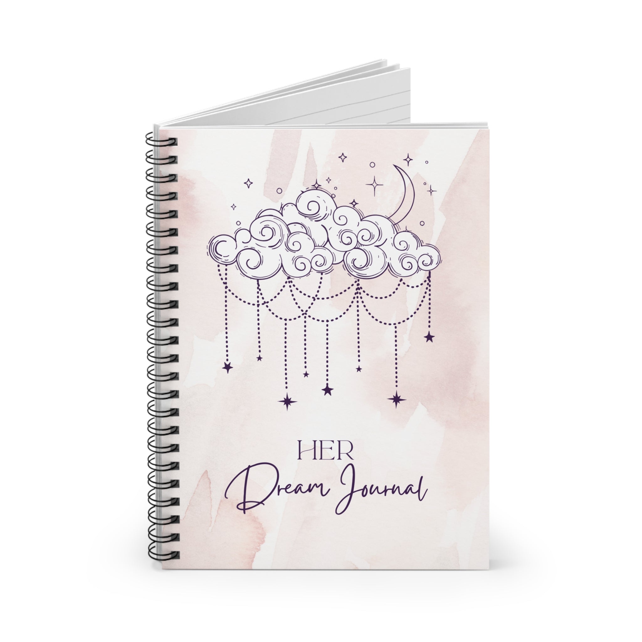 Her Dream Journal — Spiral Ruled Notebook with Cloud & Moon Design