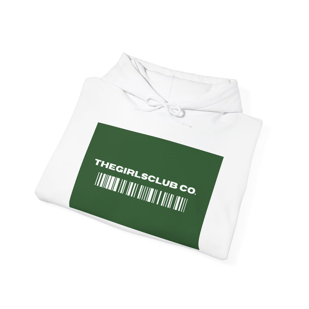 The Girls Club Co. Barcode Hoodie – Minimalist Green Logo Pullover
