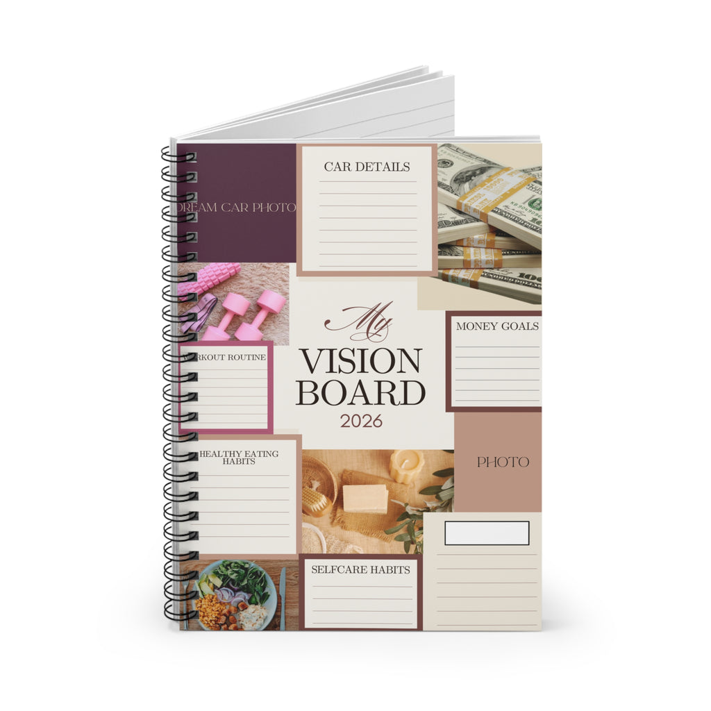 Vision Board Spiral Notebook 2026 – Ruled Goal Planner for Money, Self-Care & Dreams