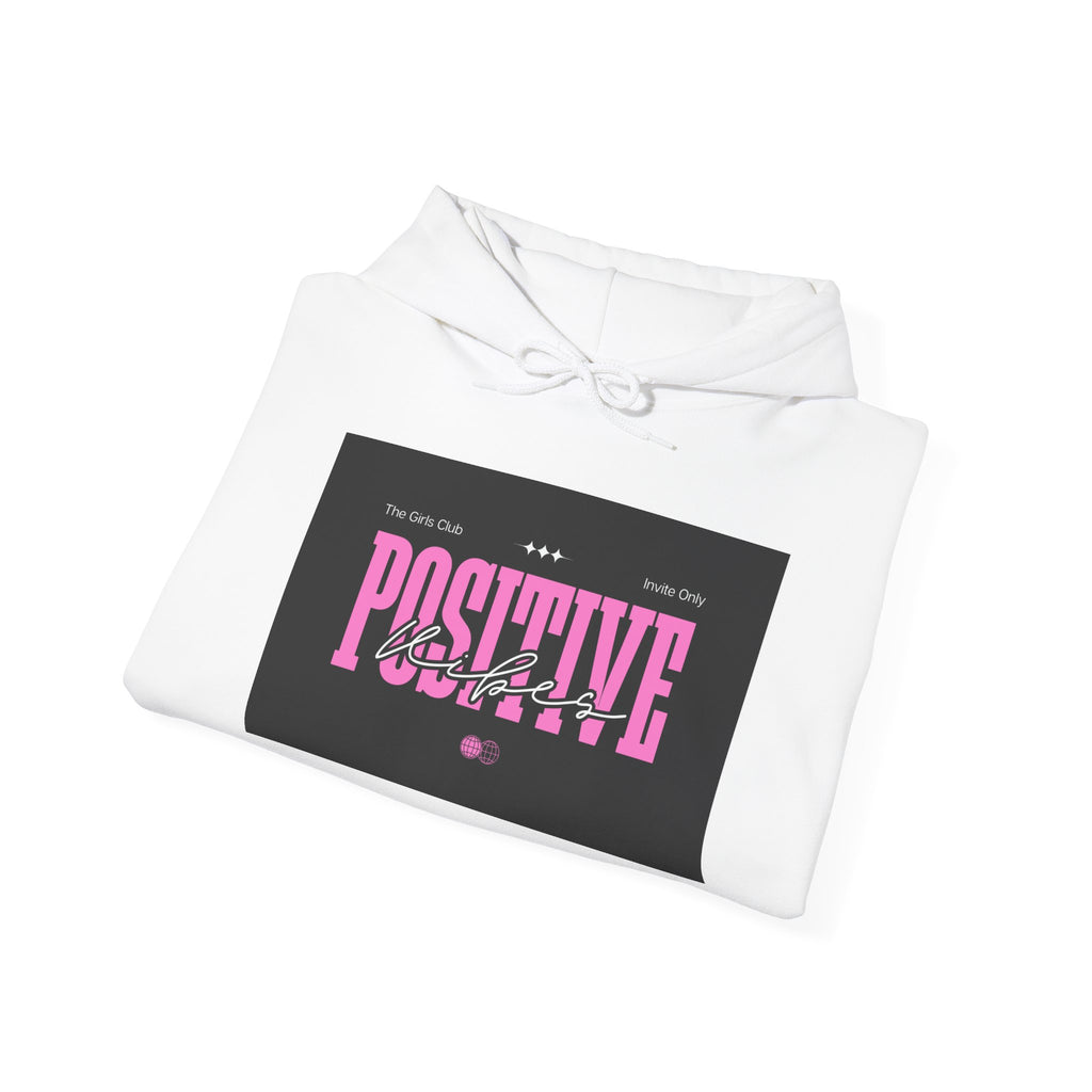 Positive Vibes Hoodie — Pink Typography 'Stay Positive' Graphic Hoodie
