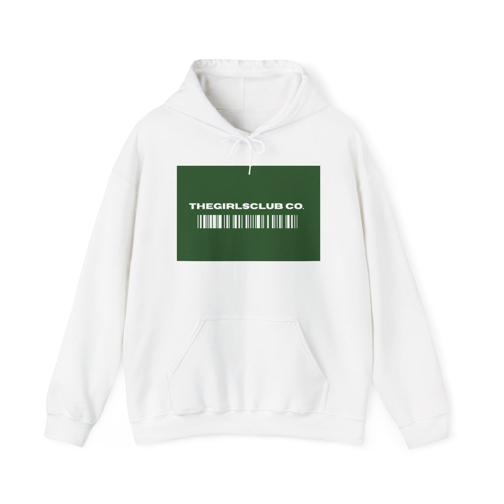 The Girls Club Co. Barcode Hoodie – Minimalist Green Logo Pullover