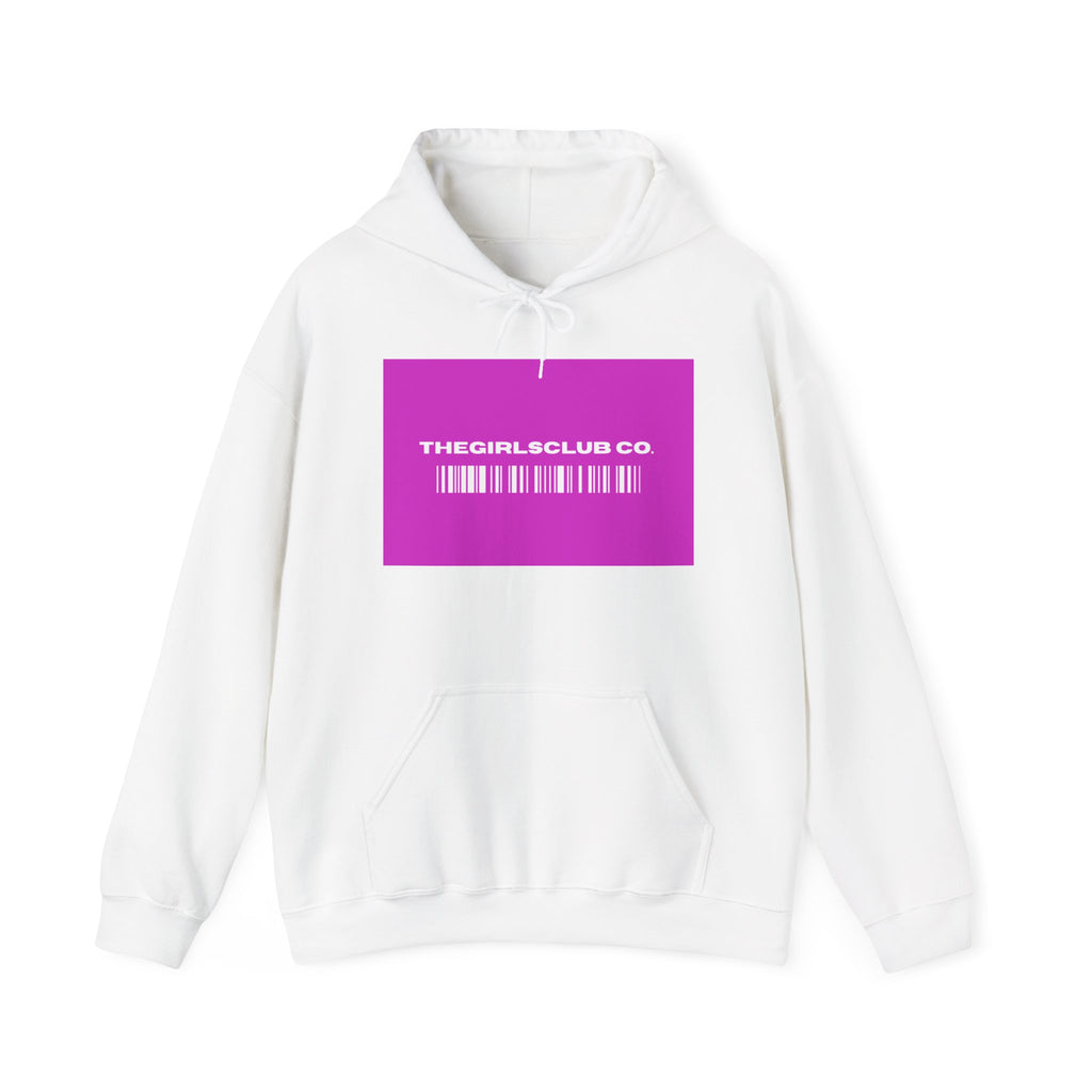 TheGirlsClubCo Pink Barcode Hoodie — Graphic Logo Pullover