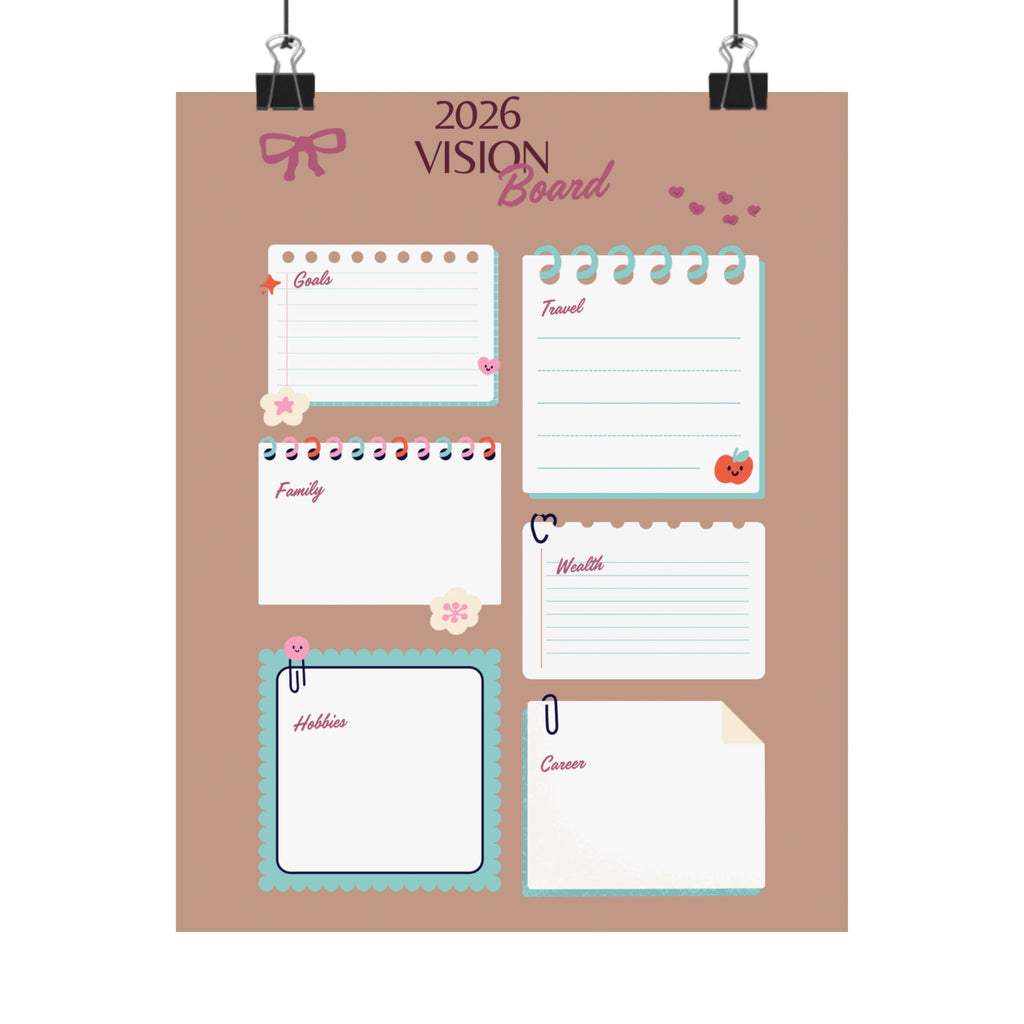 2026 Vision Board Matte Poster — Goal Planner Wall Print