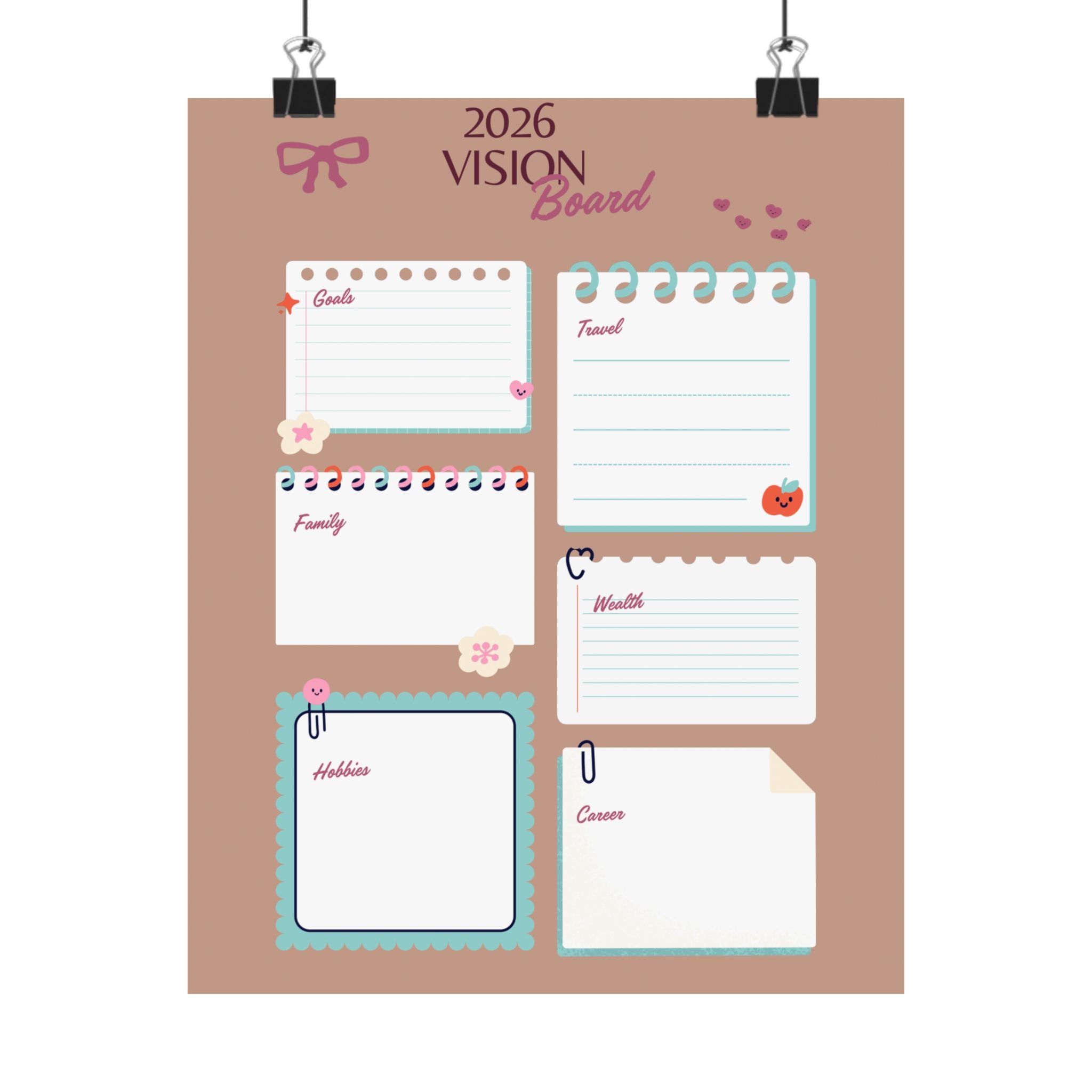 2026 Vision Board Matte Poster — Goal Planner Wall Print