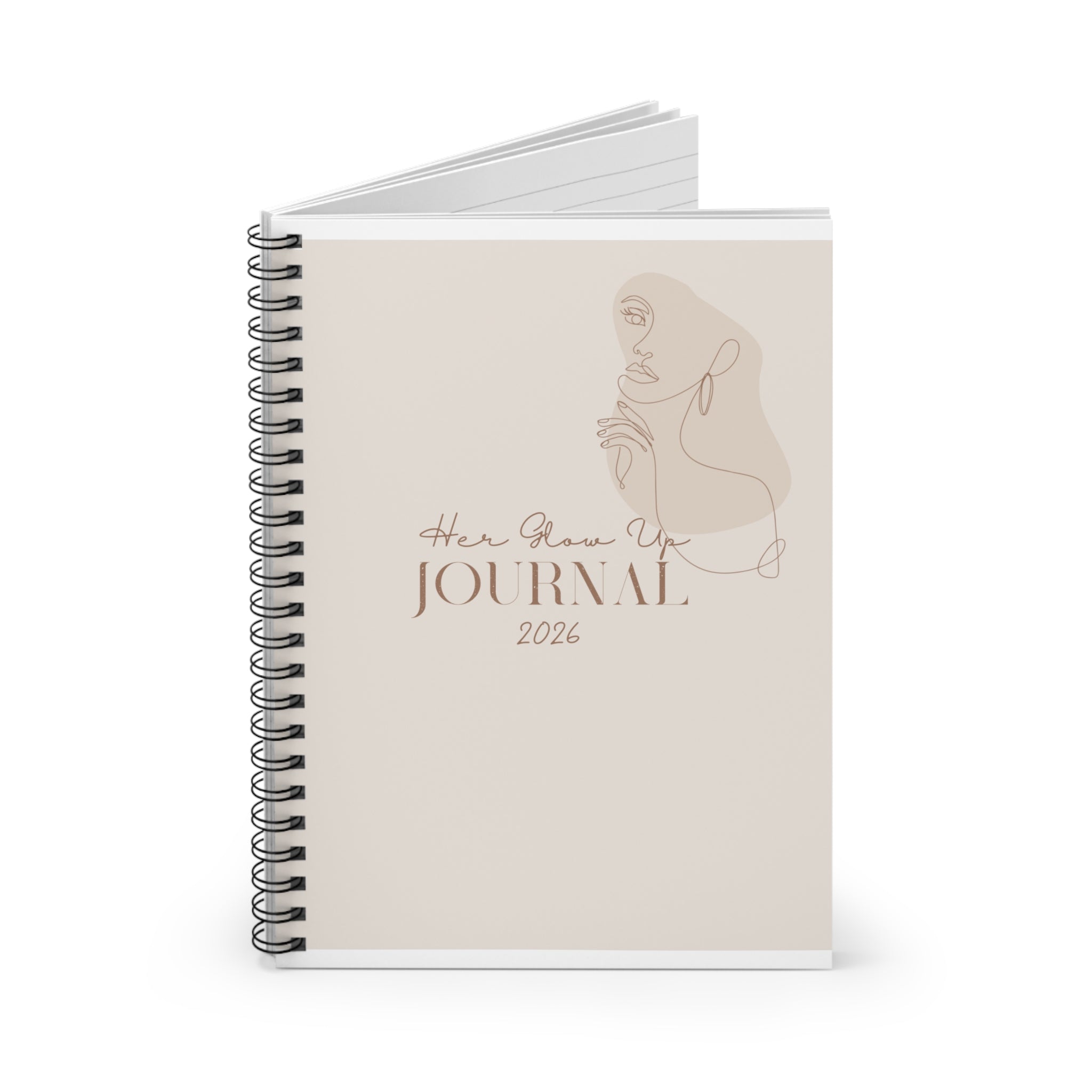 Her Glow Up Journal 2026 – Spiral Ruled Notebook for Women’s Reflection & Goal-Setting