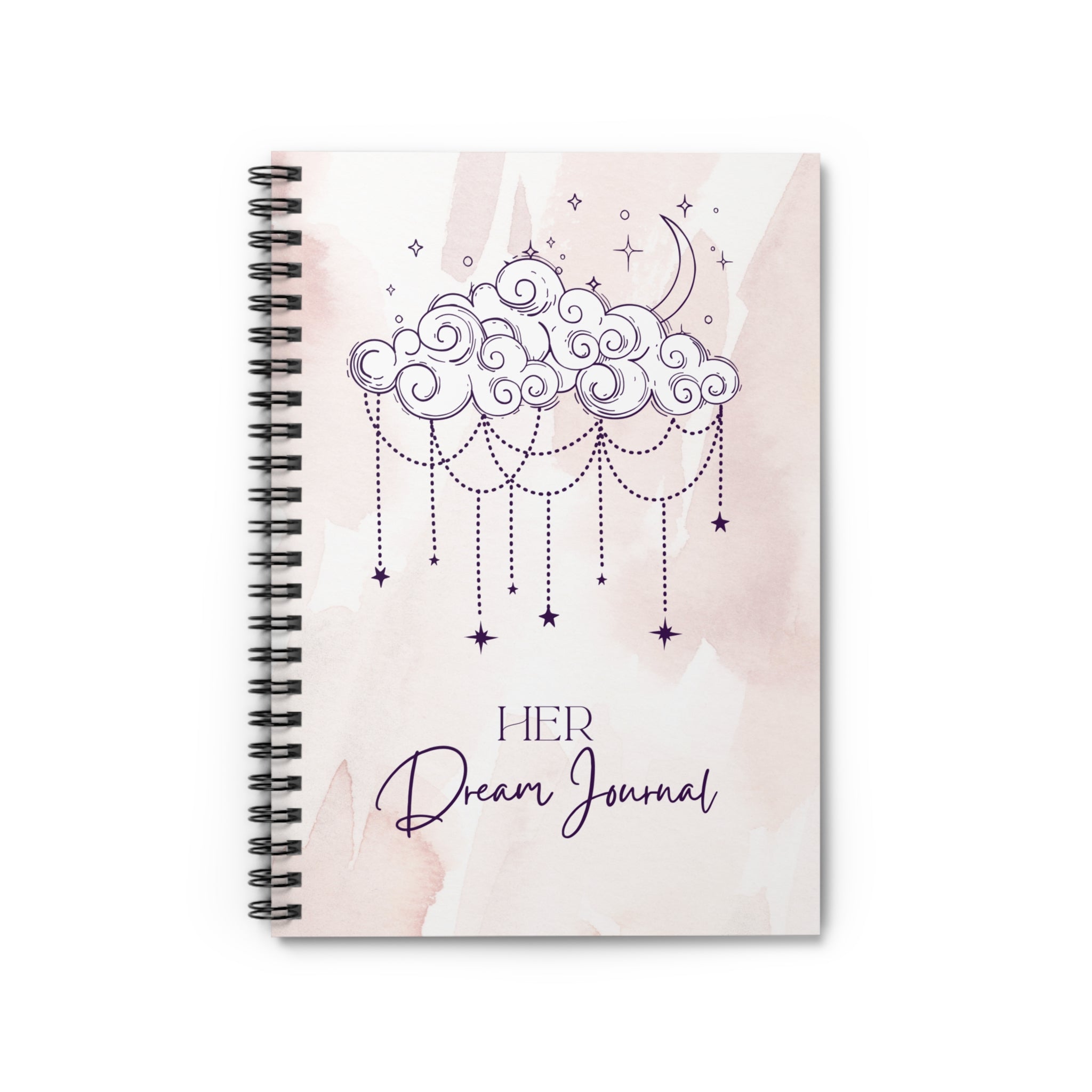 Her Dream Journal — Spiral Ruled Notebook with Cloud & Moon Design
