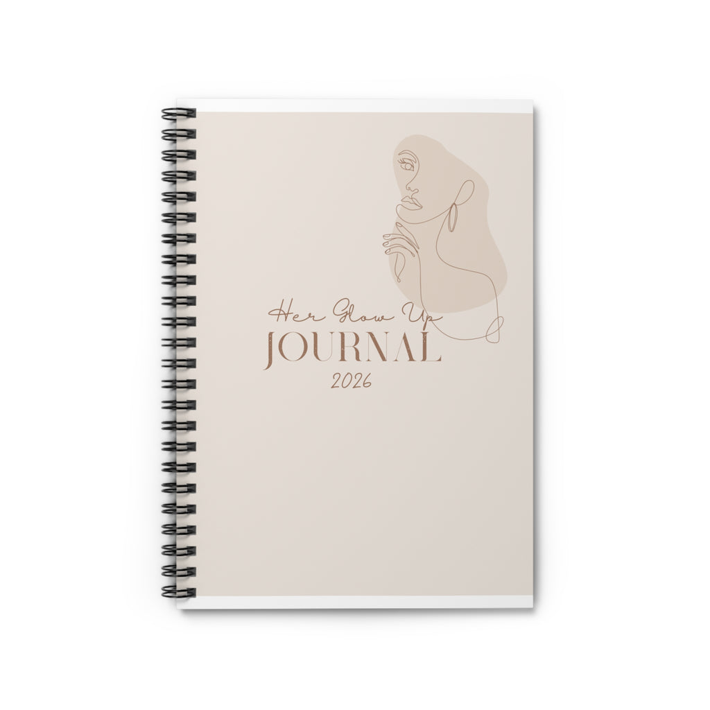 Her Glow Up Journal 2026 – Spiral Ruled Notebook for Women’s Reflection & Goal-Setting