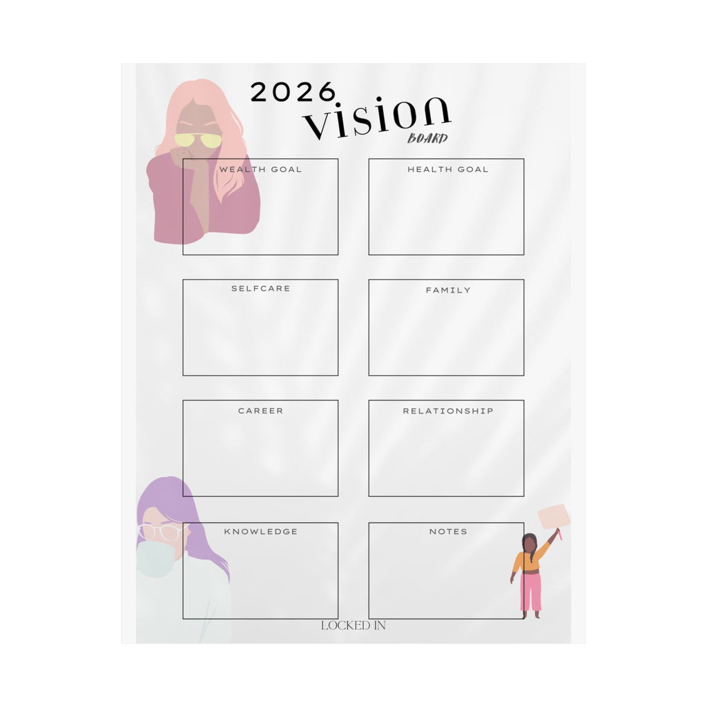 2026 Vision Board Poster — Matte Vertical Goal Planner