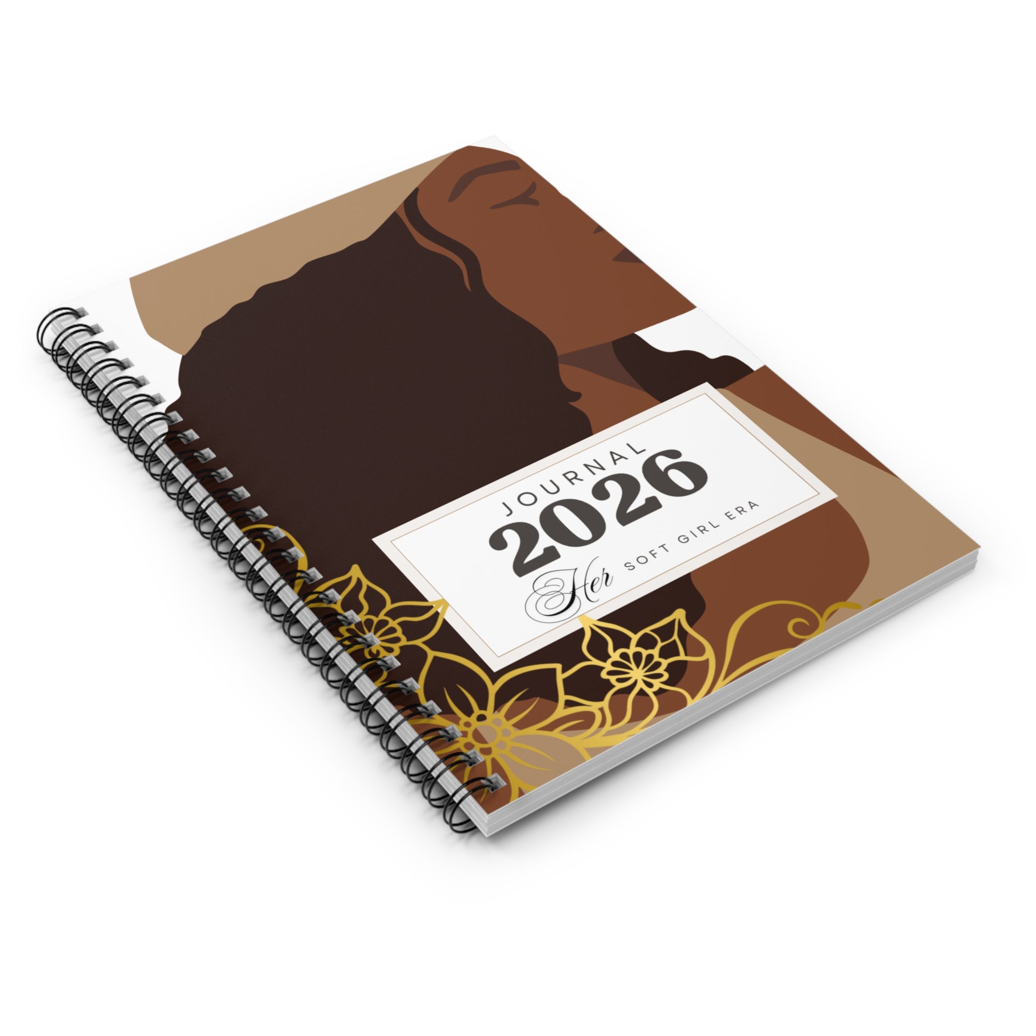 2026 Soft Girl Era Spiral Journal — Ruled Notebook for Women, Floral Afrocentric Cover