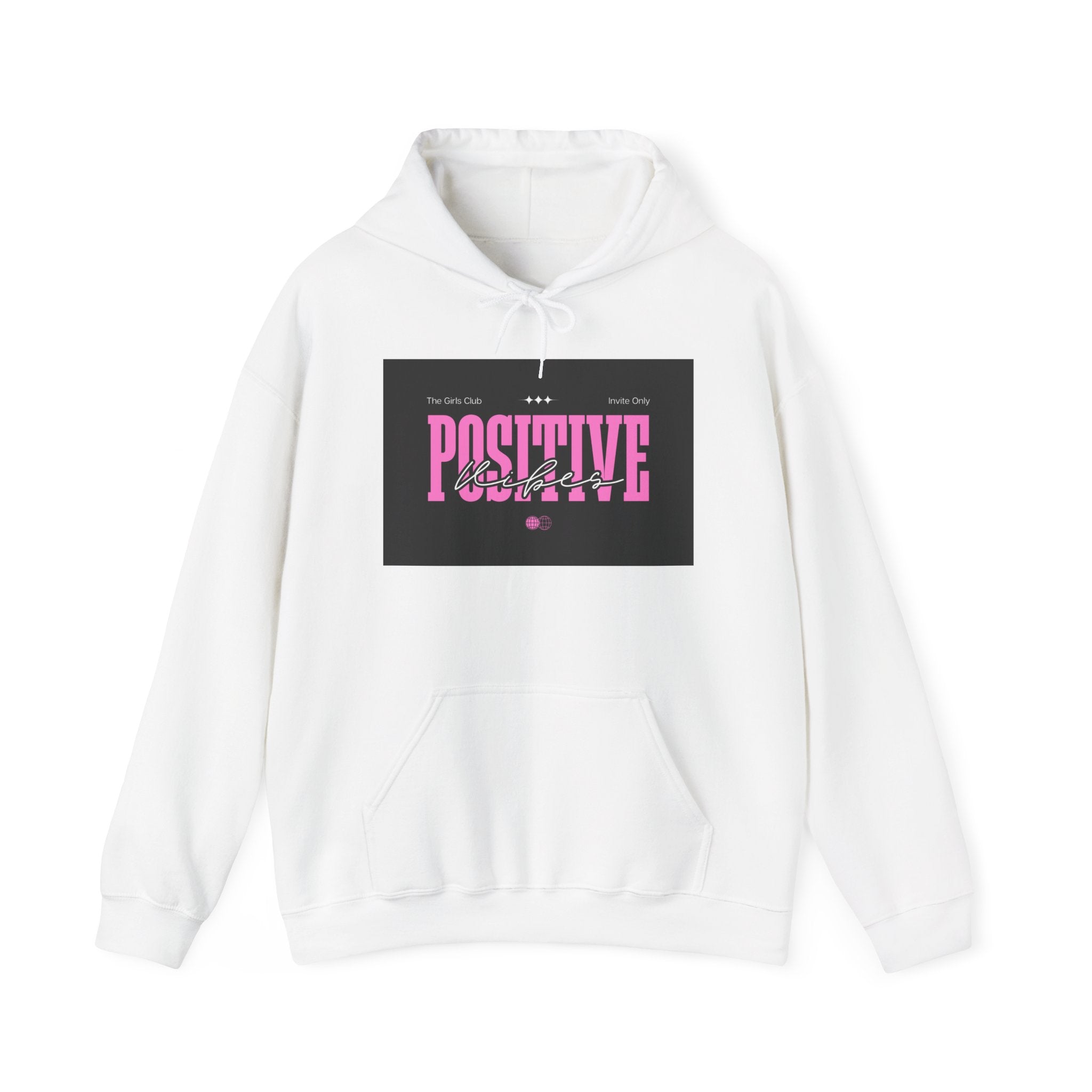 Positive Vibes Hoodie — Pink Typography 'Stay Positive' Graphic Hoodie