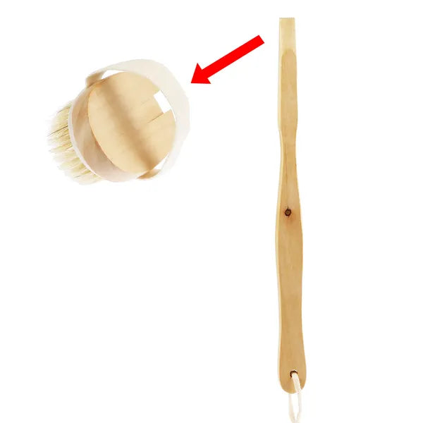 Bath Brush 15" Shower Body Back Scrubber With Long Handle Detachable Brush