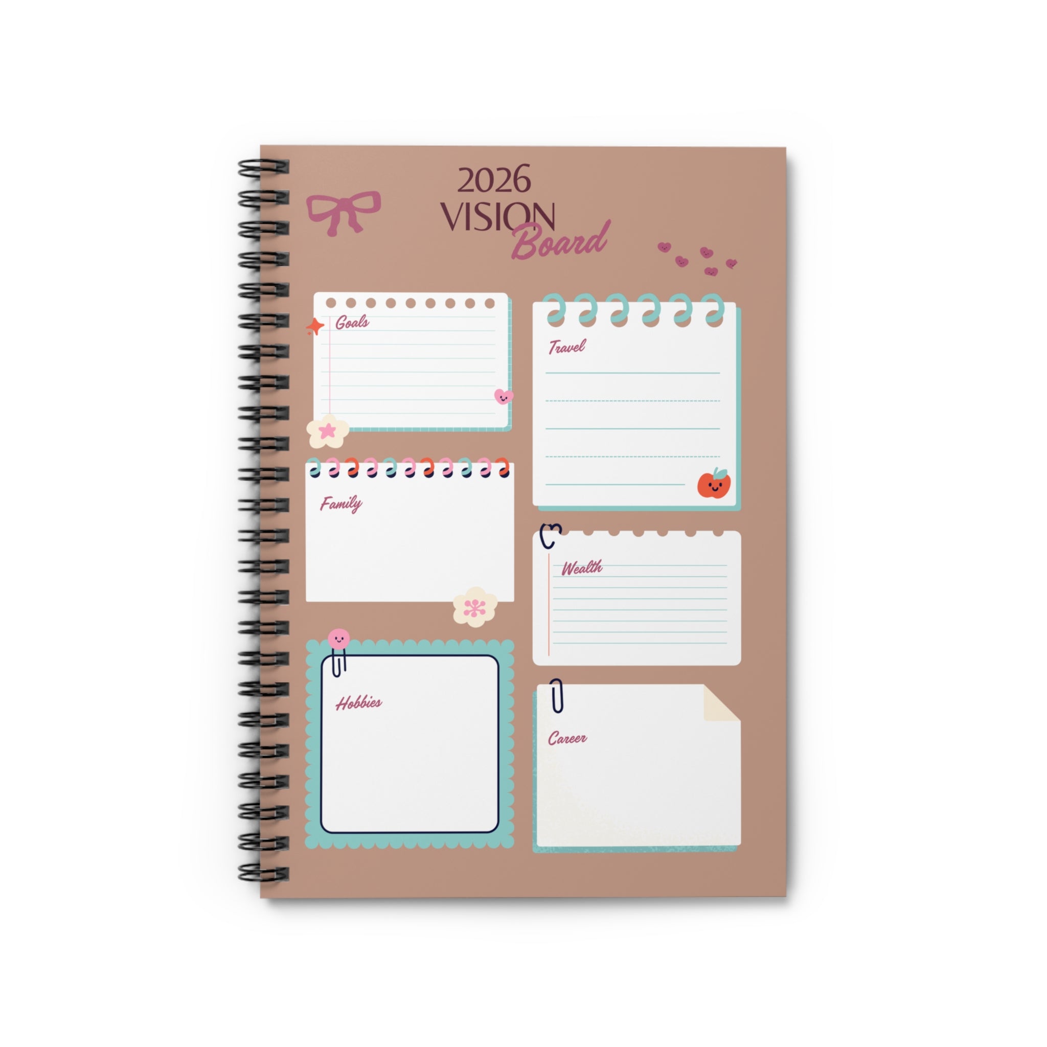 2026 Vision Board Spiral Notebook – Ruled Goal Planner & Monthly Notes