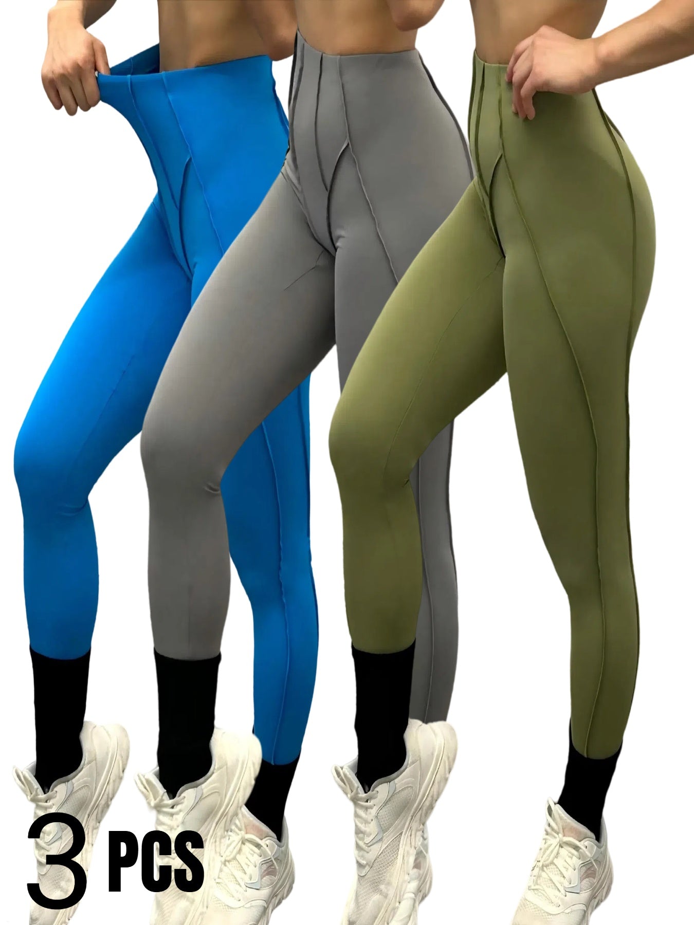 3 Pack Women's Quick Dry High Waist Tummy Control Yoga Pants Workout Leggings With Side Pockets