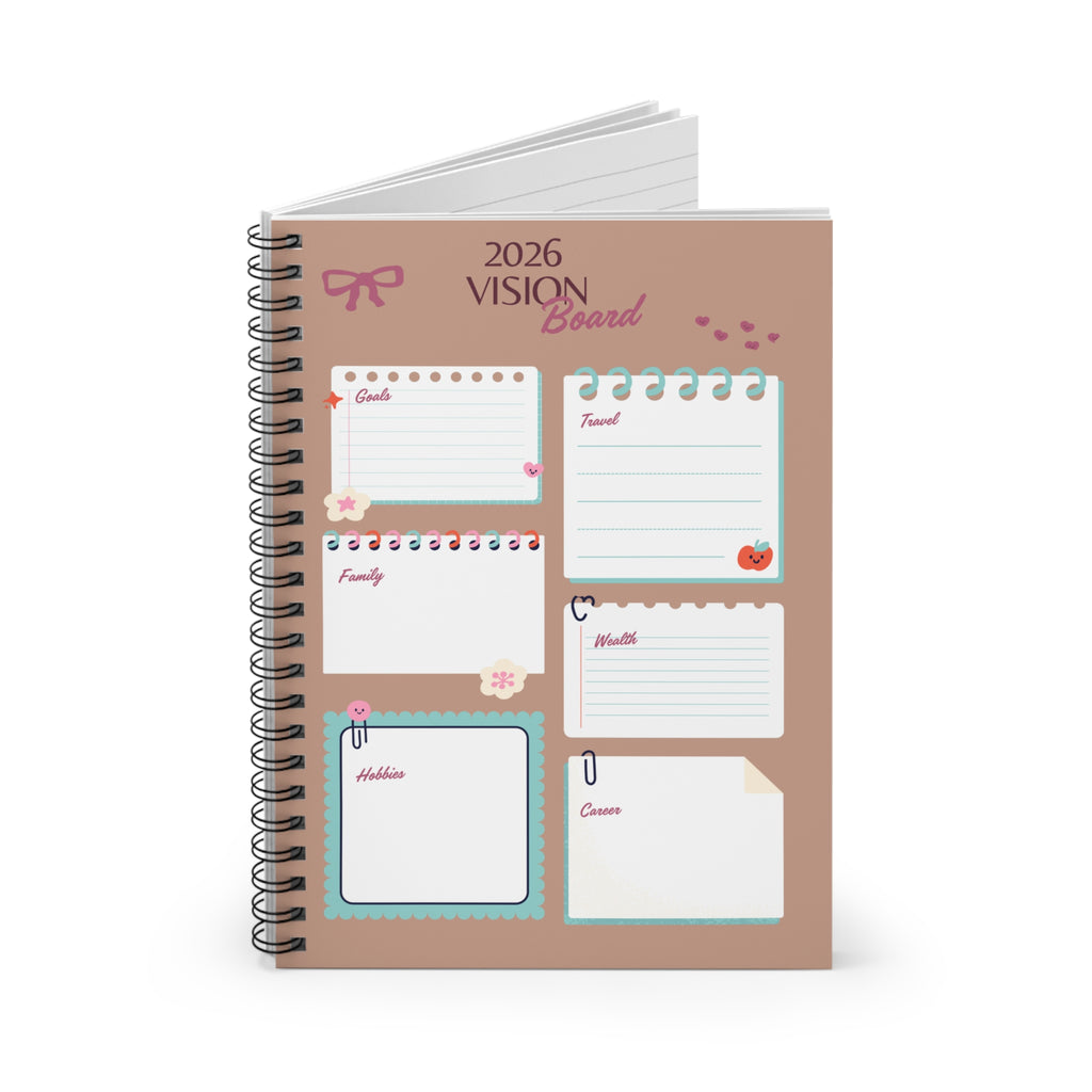 2026 Vision Board Spiral Notebook – Ruled Goal Planner & Monthly Notes