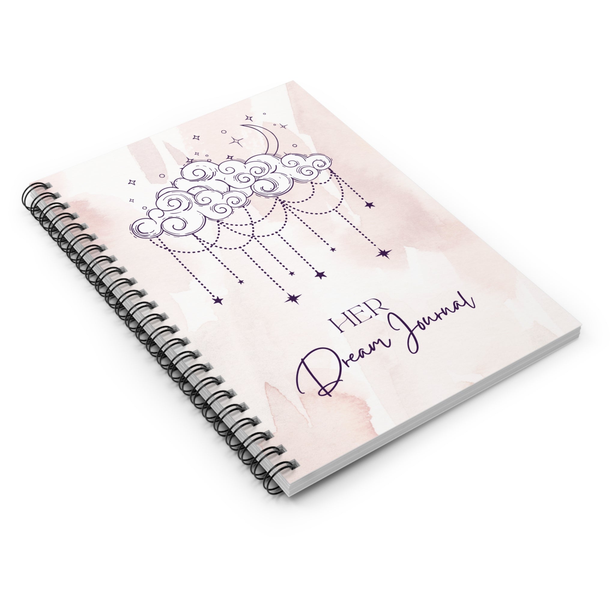 Her Dream Journal — Spiral Ruled Notebook with Cloud & Moon Design