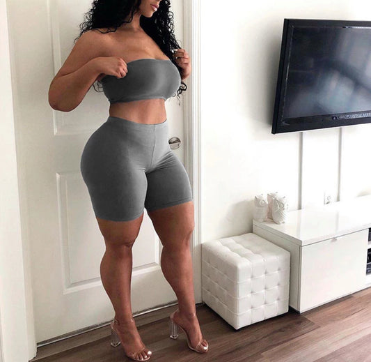 Crop top short set