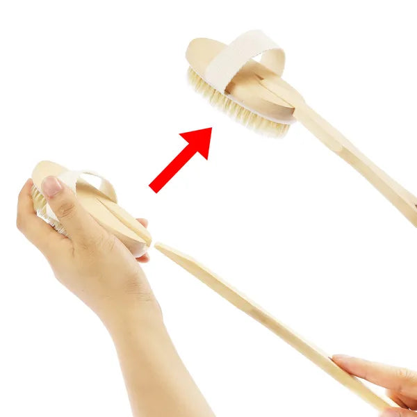 Bath Brush 15" Shower Body Back Scrubber With Long Handle Detachable Brush